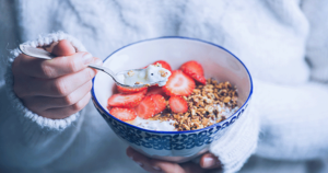 Oatmeal Bowl with Strawberries and Granola