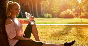 A teacher relaxing after exercising