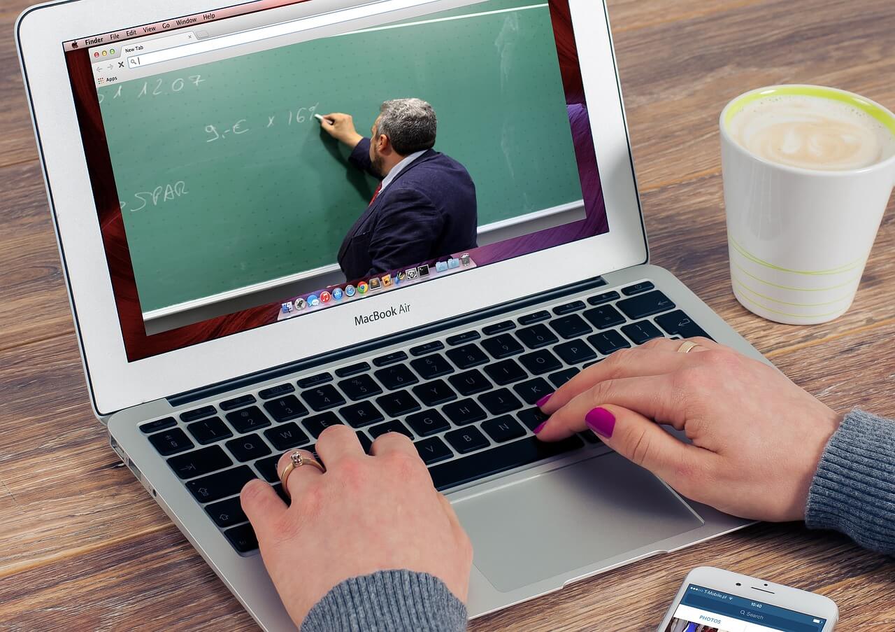 Teacher on screen while student watches