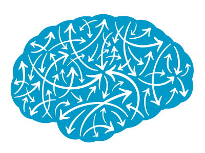 Animated brain with many directional lines