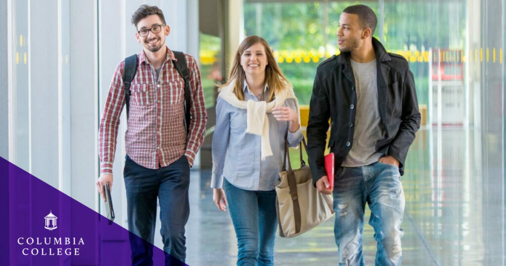 College students walking (Columbia College)