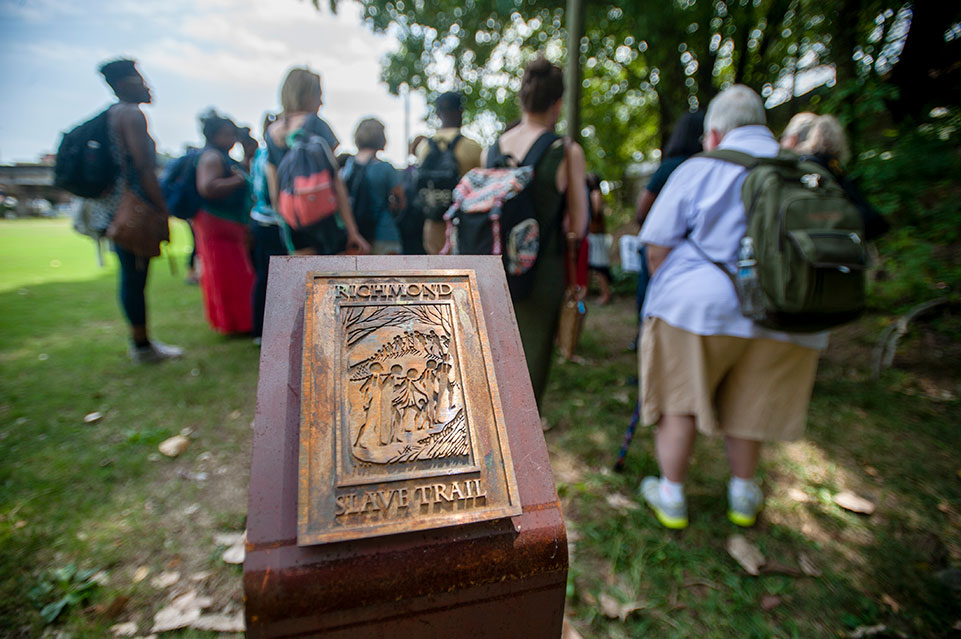 A marker for what was once the Richmond Slave Trail in the Shockoe Bottom neighborhood, part of the history explored in the first Richmond [Re]Visited event in 2015.