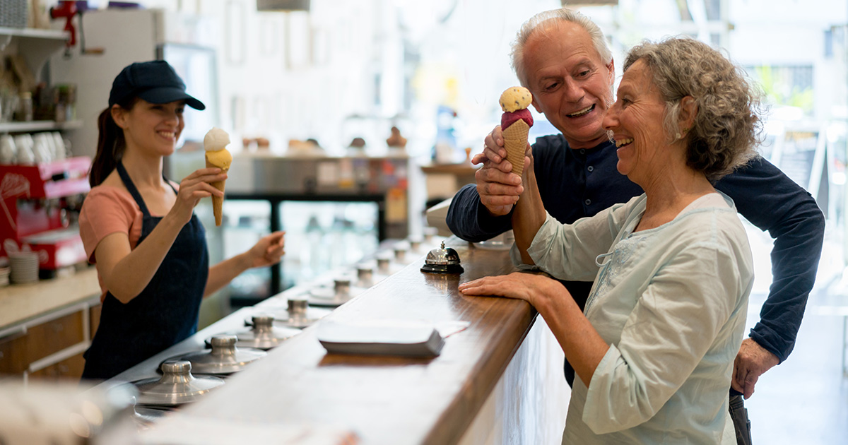 A teacher getting ice cream with her husband