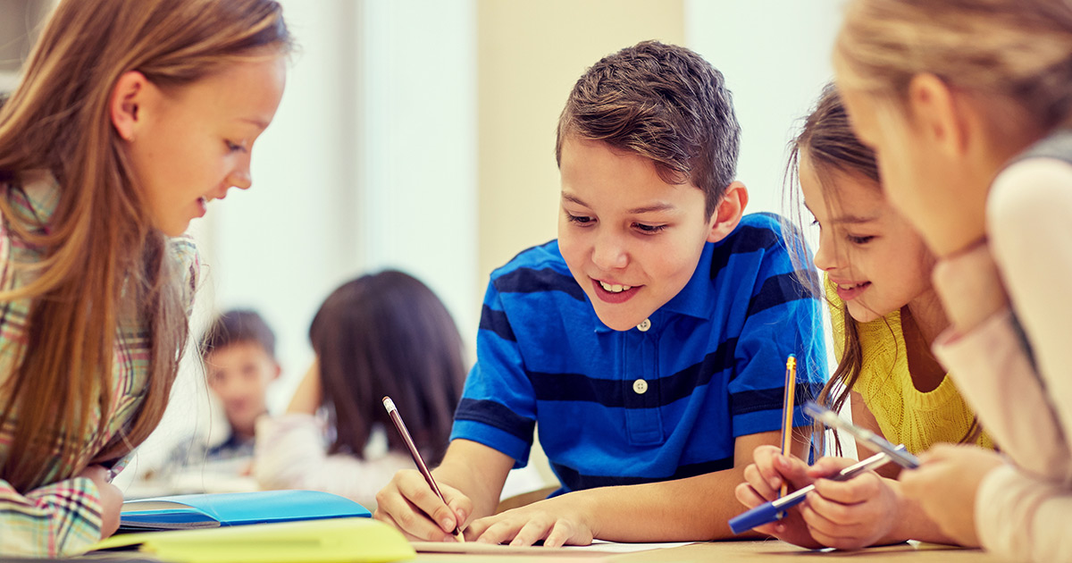 Students working through a maze moment in the classroom